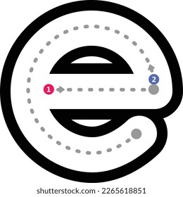 Tracing alphabet letter e lowercase prewriting dotted line element for kindergarten and preschool kids worksheet for handwriting practice activity