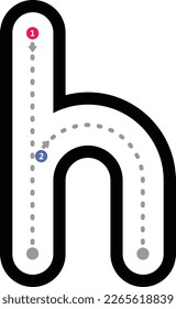 Tracing alphabet letter h lowercase prewriting dotted line element for kindergarten and preschool kids worksheet for handwriting practice activity