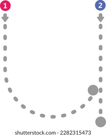 Tracing alphabet letter u lowercase prewriting dotted line element for kindergarten and preschool kids worksheet for handwriting practice activity