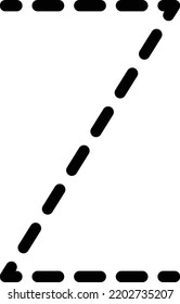 Tracing Alphabet letter Z prewriting dotted line element for kindergarten, preschool and Montessori school kids worksheet for handwriting practice activity.
