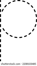 Rastreo de la letra minúscula de Alphabet p preescritura elemento de línea punteada para niños de preescolar, preescolar y escuela Montessori hoja de trabajo para actividades de práctica de escritura a mano.