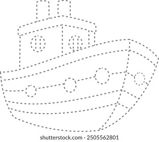 Tracing boat so cute for design worksheet for Kindergarden.