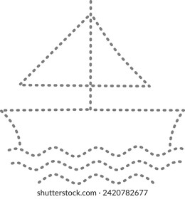 Tracing boat for kids , tracing and coloring boat