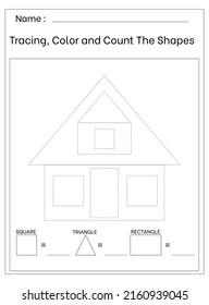 Tracing Color Count The Shapes For Kids Activity Printable Editable