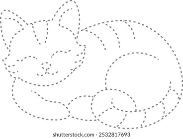 Tracing coloring drawing cute cat sleep for design Kindergaten worksheet
