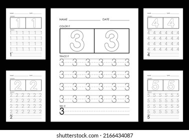 Tracing And Coloring Numbers Worksheets Learn Numbers.