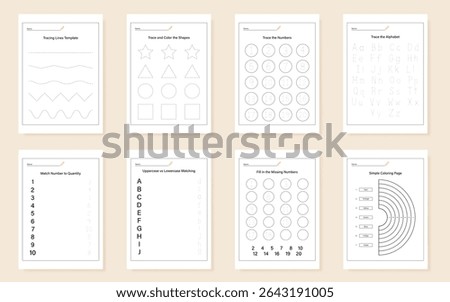 Tracing coloring worksheet kids learning education vector
