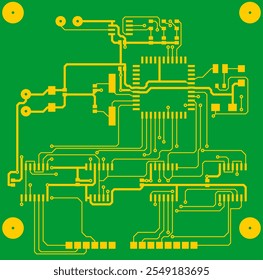 Tracing conductors of multilayer printed circuit board.
Vector drawing of printed tracks, transition holes,
contact pads and copper metallization areas.
Silkscreen printing, assembly drawing.