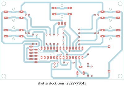 Tracing the conductors of the printed circuit board
of an electronic device. Vector engineering 
drawing of a pcb. Electric background.