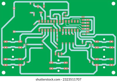 Tracing the conductors of the printed circuit board
of an electronic device. Vector engineering 
drawing of a pcb. Electric background.