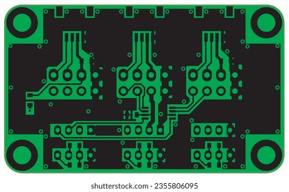 Tracing the conductors of the printed circuit board
of an electronic device. Vector engineering 
drawing of a pcb. Electric background