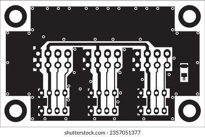 Tracing the conductors of the printed circuit board of an electronic device. Vector engineering drawing of a pcb. Electric background