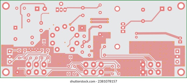 Tracing the conductors of the printed circuit board of an electronic device. Vector engineering drawing of a pcb. Electric background.
