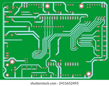 Tracing conductors of printed circuit board
of electronic device. Vector engineering technical 
drawing of pcb. Electric background. Concept of pcb design.