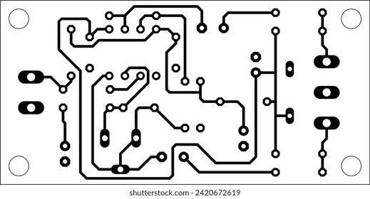 Tracing the conductors of the printed circuit board
of an electronic device. Vector engineering technical
drawing. Pcb template. Electric background.