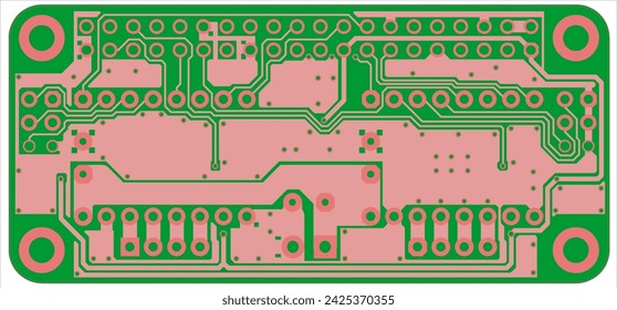 Tracing the conductors of the printed circuit board of an electronic device. Vector engineering drawing of a pcb. Electric background.
