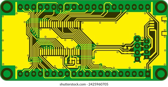 Tracing the conductors of the printed circuit board
of an electronic device. Vector engineering 
drawing of a pcb. Electric technology background.