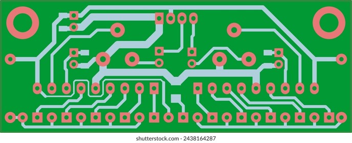 Tracing the conductors of the printed circuit board of an electronic device. Vector engineering drawing of a pcb. Electric background.