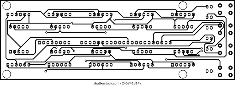 Tracing the conductors of the printed circuit board
of electronic device. Vector engineering 
drawing of pcb design. Electric background.