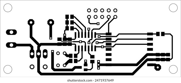 Tracing the conductors of the printed circuit board
of electronic device. Vector engineering 
drawing of pcb design. Electric background.