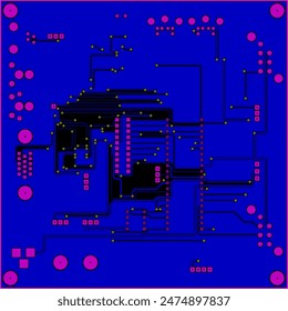 Tracing the conductors of the printed circuit board
of electronic device. Vector engineering 
drawing of pcb design. Electric background.