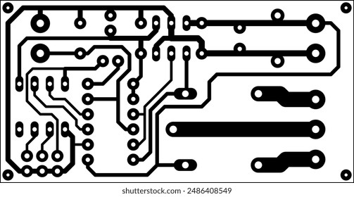 Tracing the conductors of the printed circuit board of electronic device. Vector engineering  drawing of pcb design. Electric background.