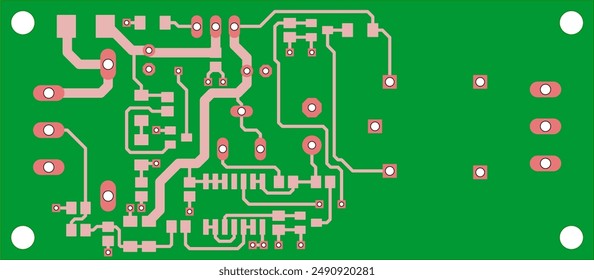 Rückverfolgung der Leiter der Leiterplatte eines elektronischen Geräts. Vektorgrafik Engineering Zeichnung der PCB-Design. Elektrischer Hintergrund.