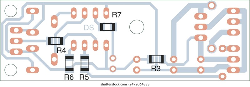 Tracing the conductors of the printed circuit board
of electronic device. Vector engineering 
drawing of pcb design. Electric background.