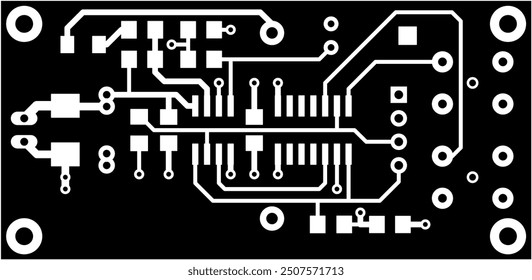 Tracing the conductors of the printed circuit board
of electronic device. Vector engineering 
drawing of pcb design. Electric background.