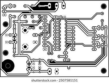 Tracing the conductors of the printed circuit board
of electronic device. Vector engineering 
drawing of pcb design. Electric technic background.