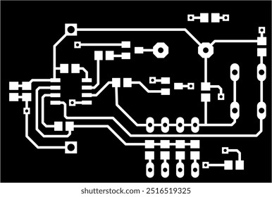 Tracing the conductors of the printed circuit board
of an electronic device. Vector engineering technical
drawing of a pcb. Electric background. Computer cad design.