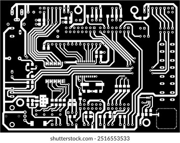 Tracing conductors of printed circuit board
of electronic device. Vector engineering technical 
drawing of pcb. Electric background. 
Concept of pcb design.