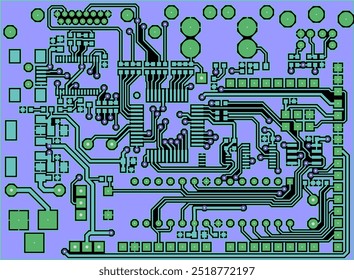 Tracing the conductors of printed circuit board
of electronic device. Vector engineering 
drawing of pcb. Electric background.
Computer cad design. Electronic pattern.