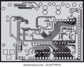 Rastreo de los conductores de la placa de circuito impreso
de dispositivos electrónicos. Ingeniería de Vector 
Dibujo de PCB. Fondo eléctrico.
Diseño de tarjeta técnica de computadora. Patrón Electrónica.