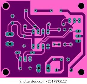 
Tracing conductors of printed circuit board
of electronic device. Vector engineering 
drawing of pcb with
conductors and contact pads. Electric background.
Computer technic cad design. 