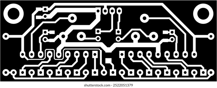 Tracing conductors of printed circuit board
of electronic device. Vector engineering 
drawing of pcb. Electric background.
Computer technic cad design.