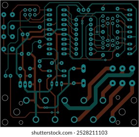 Tracing conductors of printed circuit board
of electronic device. Vector engineering technic computer
drawing of pcb design. Electric background. Cad pattern.