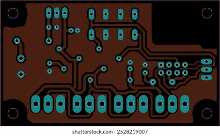 Tracing the conductors of the printed circuit board
of electronic device. Vector 
technic computer engineering 
drawing of pcb design. Electric background.