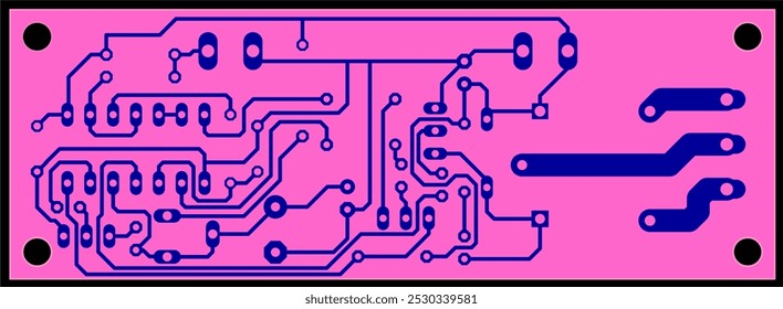 Tracing conductors of printed circuit board
of electronic device. Vector computer engineering technical 
drawing of pcb. Electric technic cad background with grid.