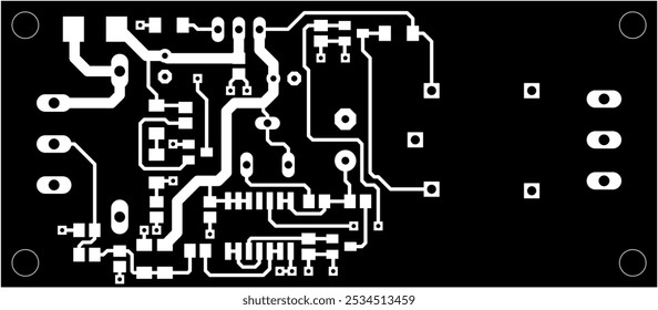 Tracing conductors of printed circuit board
of electronic device. Vector engineering 
drawing of pcb design. Electric background.
Engineering computer cad technical drawing.