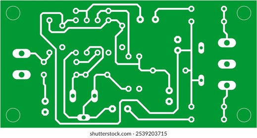 Tracing conductors of printed circuit board
of electronic device. Vector engineering technical
drawing. Pcb template. Electric background.
Computer technic cad design.