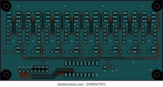 Tracing conductors of printed circuit board
of electronic device. Vector engineering 
drawing of pcb design. Electric background.
Computer technic cad project.