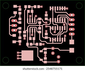 Tracing conductors of printed circuit board
of electronic device. Vector engineering 
drawing of pcb design. Electric background.
Computer technic cad project.