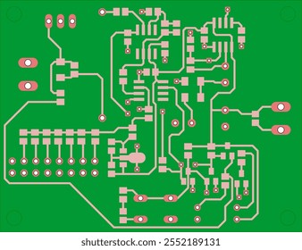 Tracing conductors of printed circuit board
of electronic device. Vector engineering 
drawing of pcb design. Electric background.
Computer technic cad project.