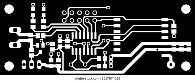 Tracing conductors of printed circuit board
of electronic device. Vector engineering 
drawing of pcb design. Electric background.
Computer technic cad project.