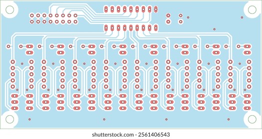 Tracing conductors of printed circuit board
of electronic device. Vector engineering 
drawing of pcb design. Electric background.
Computer technic cad project.