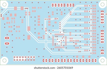 Tracing conductors of printed circuit board
of electronic device. Vector engineering 
drawing of pcb design. Electric background.
Computer technic cad project.