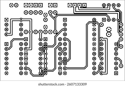 Tracing conductors of printed circuit board
of electronic device. Vector engineering 
drawing of pcb design. Electric background.
Computer technic cad project.