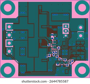 Tracing conductors of printed circuit board
of electronic device. Vector engineering technical
drawing of pcb. Electric background. Cad design.