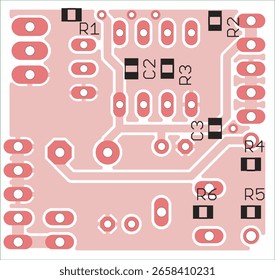 Tracing the conductors of printed circuit board
of electronic device. Vector engineering 
drawing of pcb design. Electric background.
Computer technic cad assembly layout.